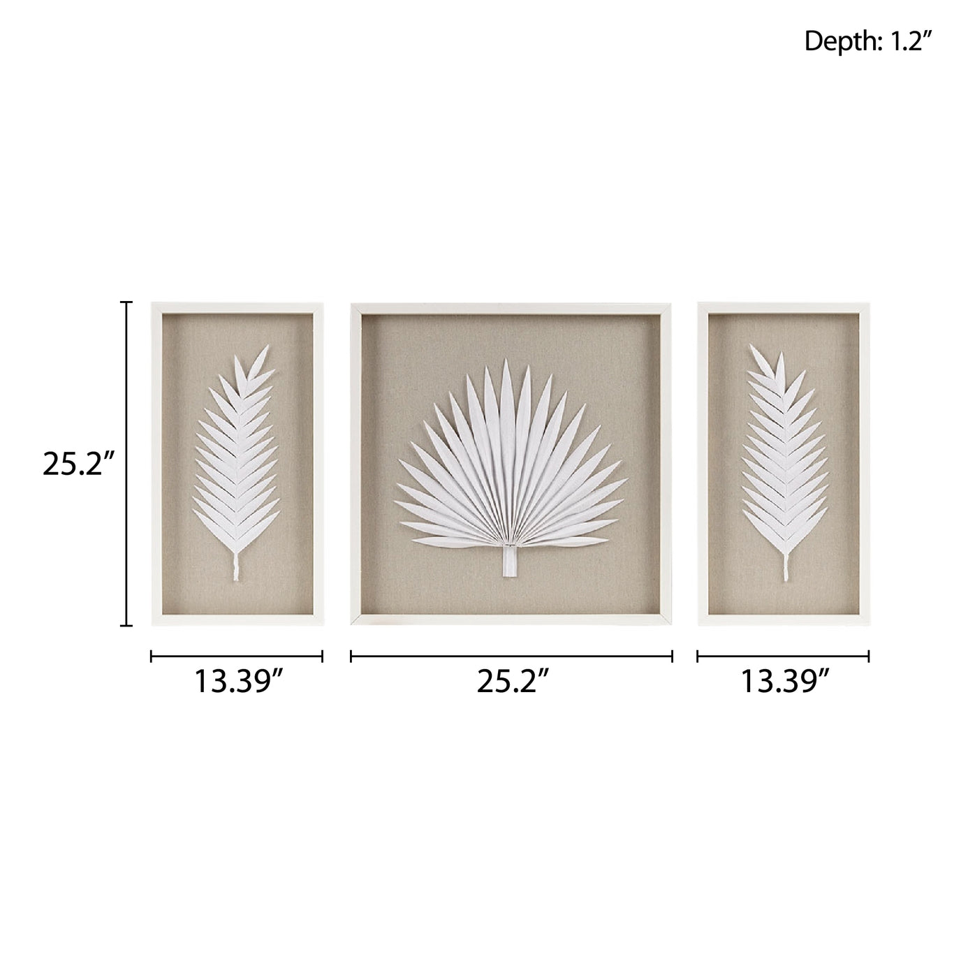 Handmade Rice Paper Palm Leaves Wall Decor (SET OF 3)