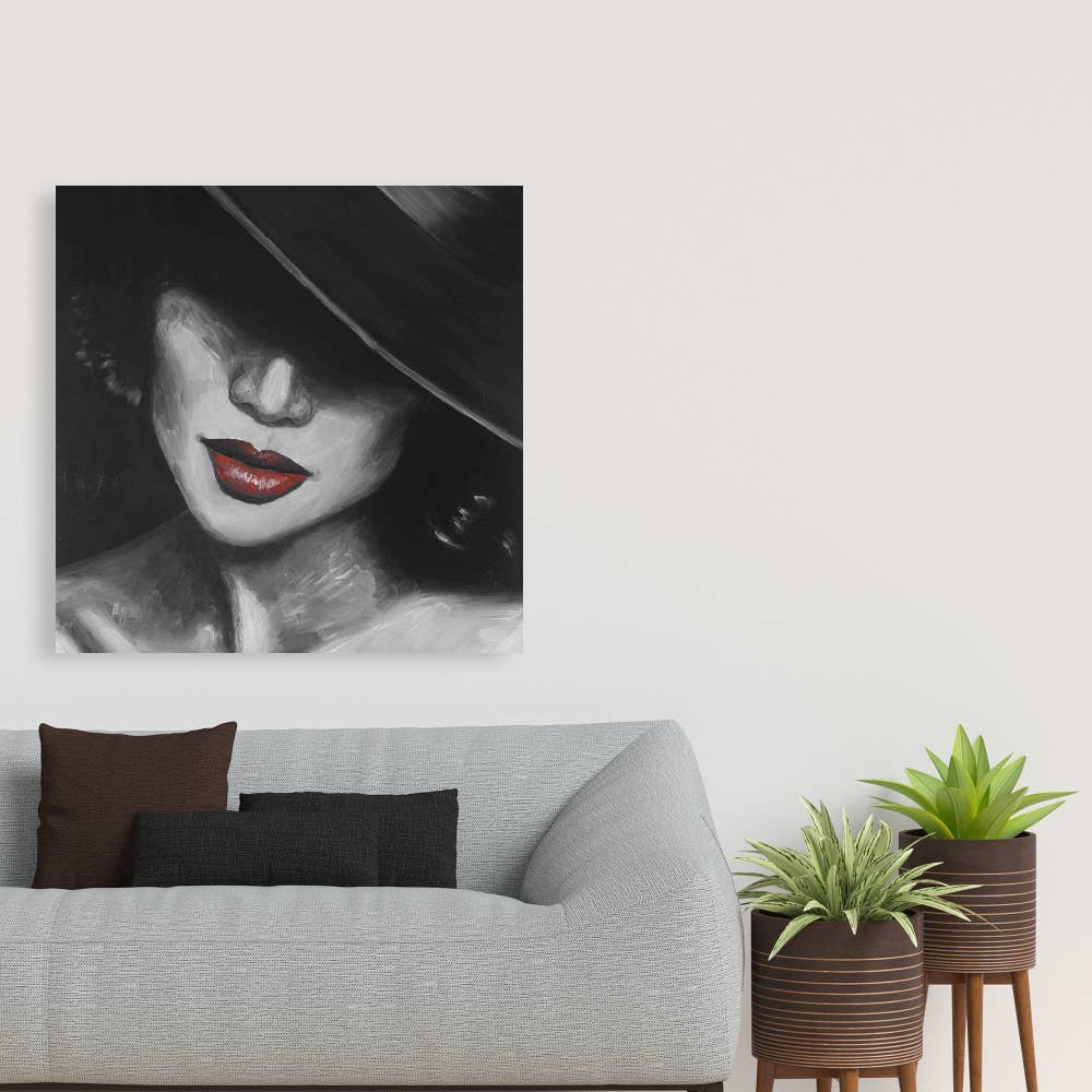 Mysterious Red Lips | Fine Art Print On Canvas 36" X 36"