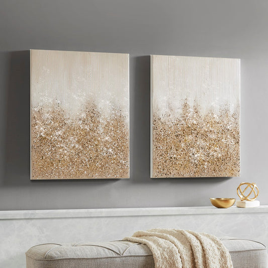 Hand-Brushed Real Stones 2-Piece Abstract Art Wall Decor