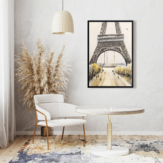 Eiffel Tower with Flying | Framed Print On Canvas 24" X 36"