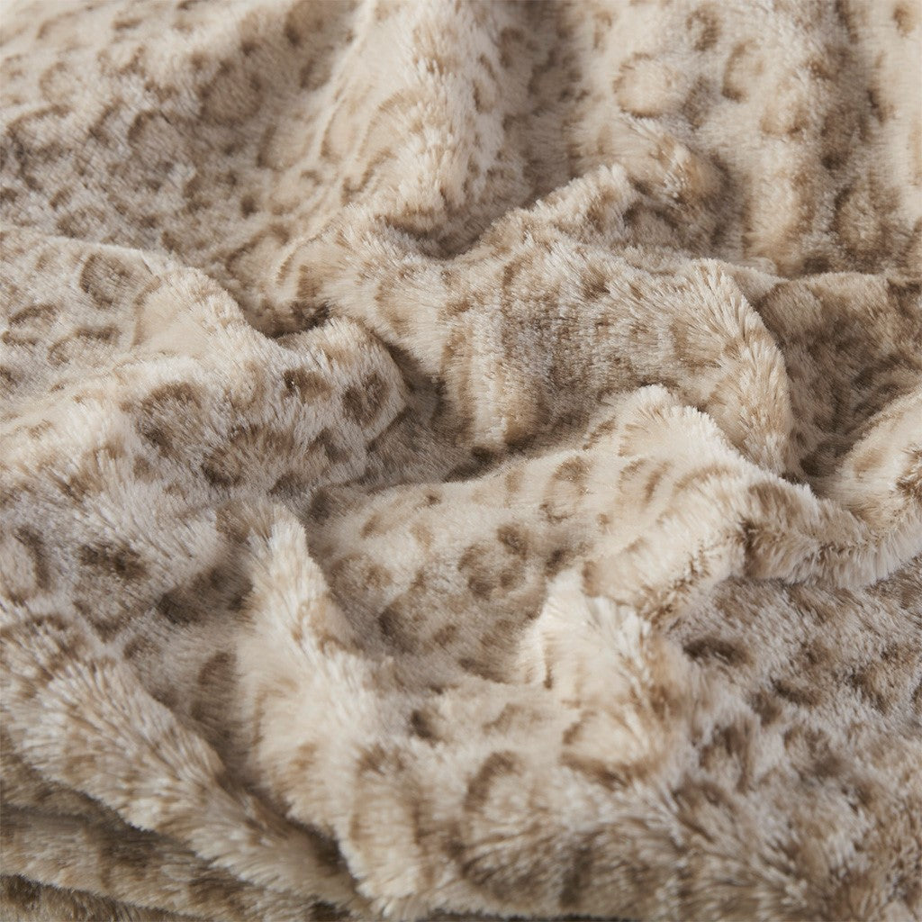 Oversized 60x70" Faux Fur Throw Blanket, Leopard