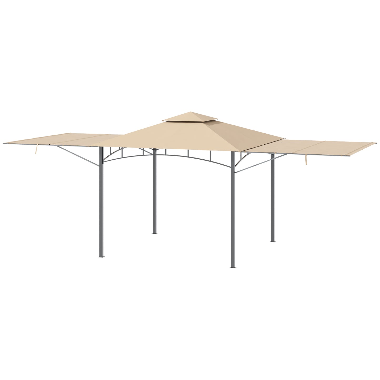 10' x 10' Patio Gazebo with Expandable Side Awnings in Beige