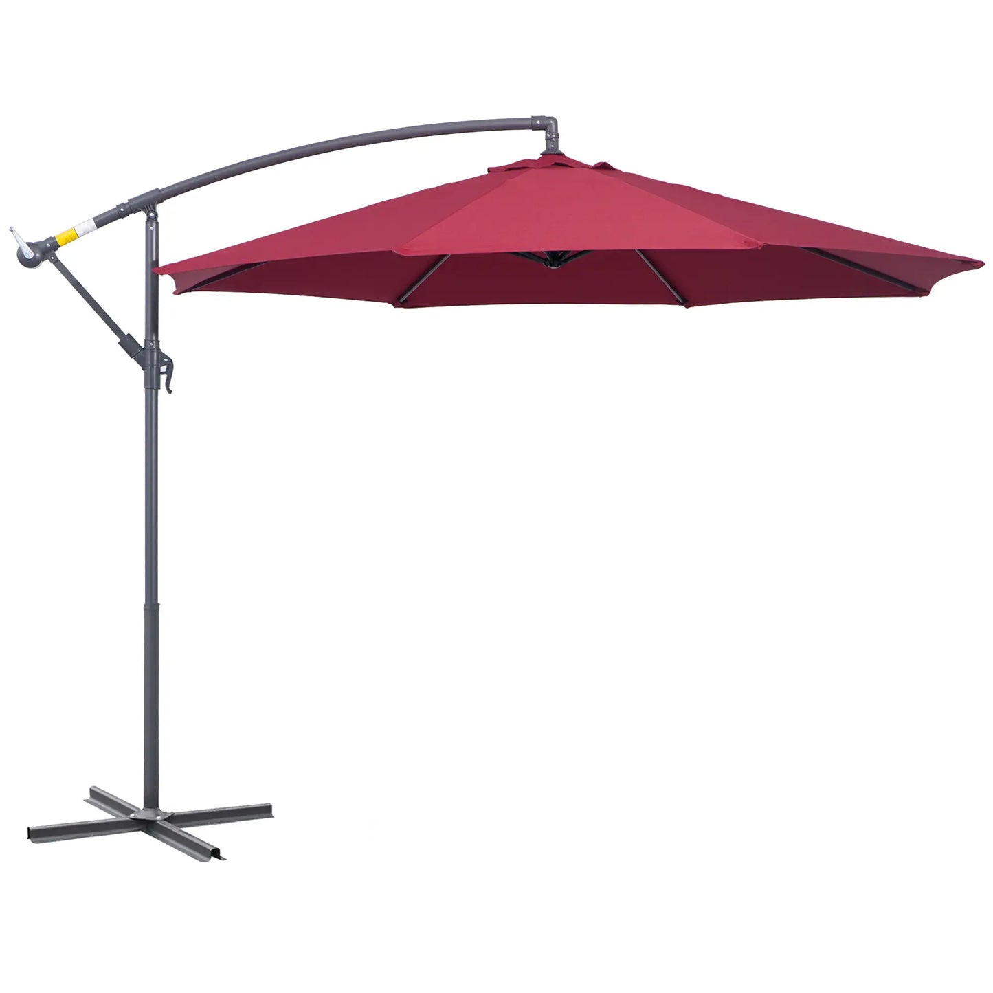 10' Deluxe Patio Umbrella  Hanging Offset Sunshade Crank Cross Base in Wine Red