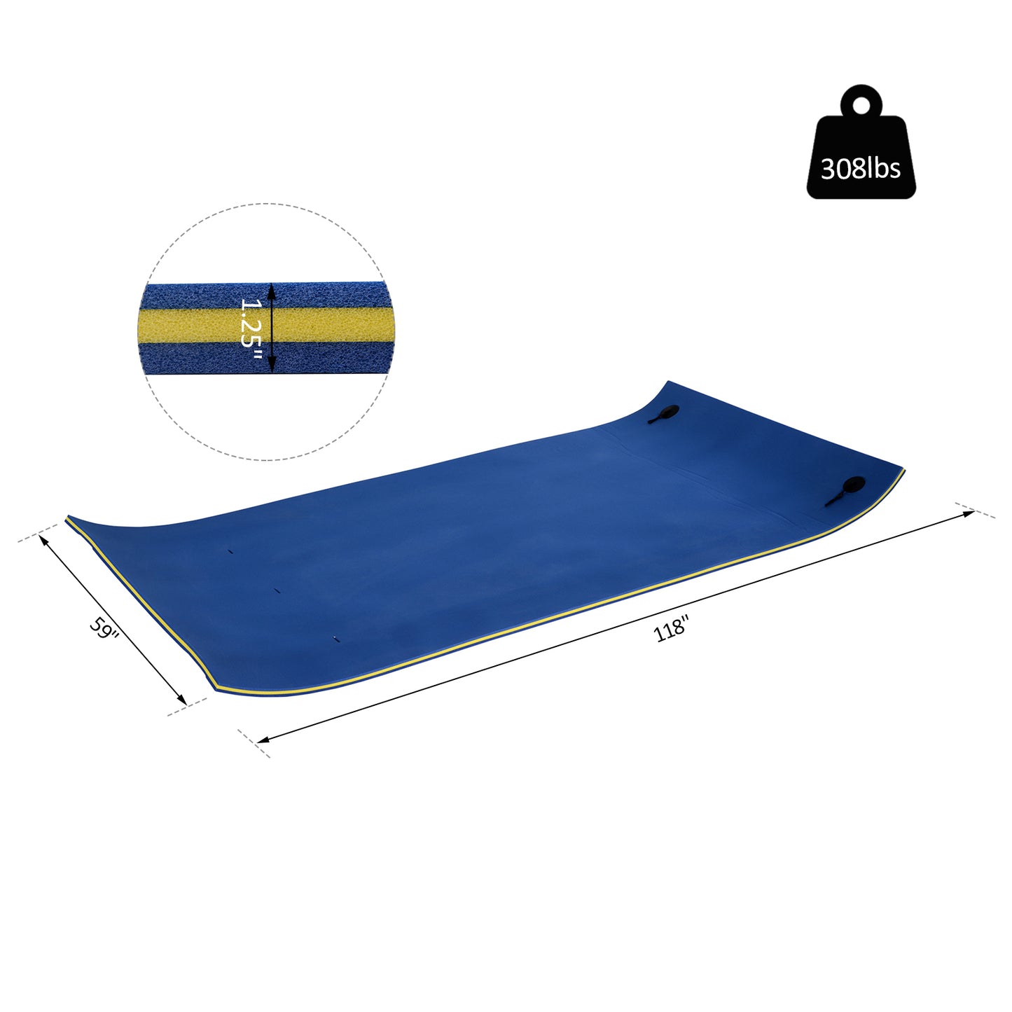 Roll-Up Pool Float Pad for Lakes, Oceans, & Pools, Water Mat for Playing, Relaxing & Recreation, Blue