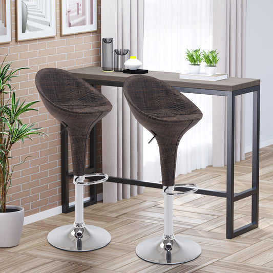 Set of 2 Modern Style Rattan Bar Stool with Footrest