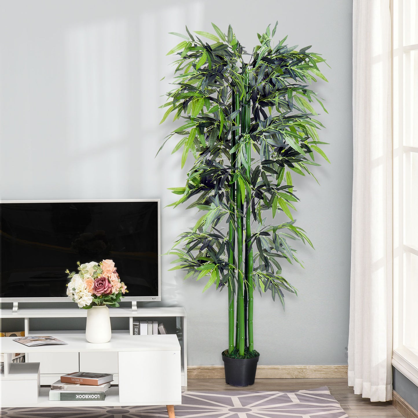 6FT Artificial Bamboo Tree Fake Decorative Plant with Nursery Pot for Indoor or Outdoor Décor