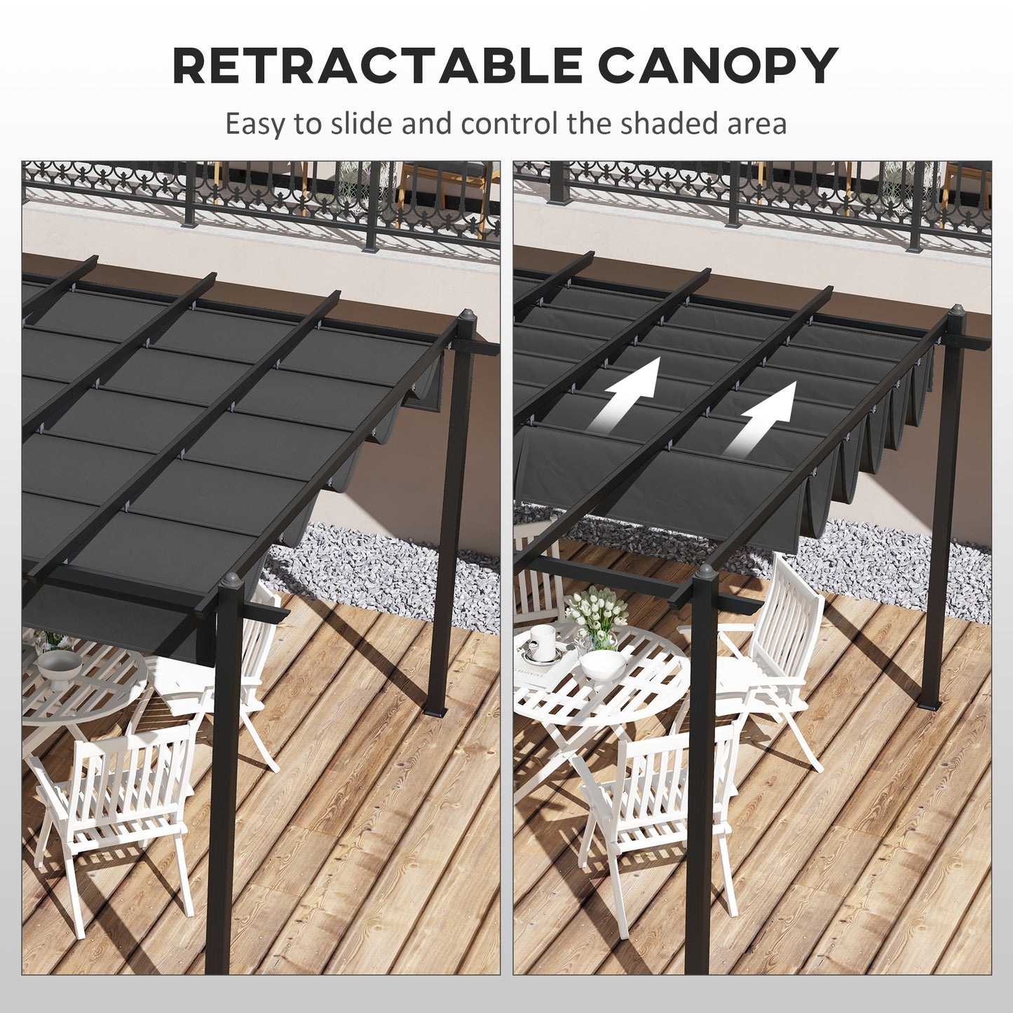 11.7' x 19.6' Retractable Pergola Canopy, Aluminum Pergola for Grill, Patio, Garden, Deck