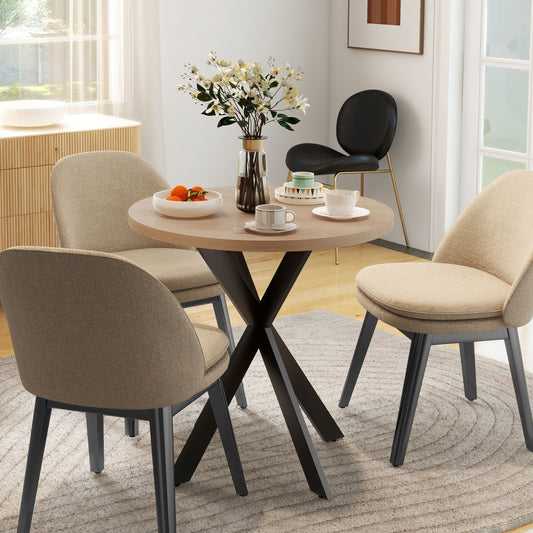 29" Dining Table, Contemporary Round with Steel Legs, in Brown