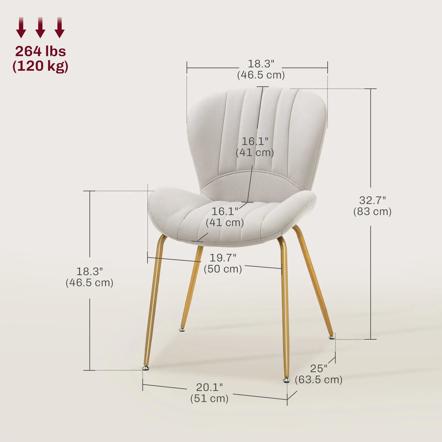 Set of 4, Modern Dining Chair with Cushioned Backrest, Upholstery for Dining Room, Cream White