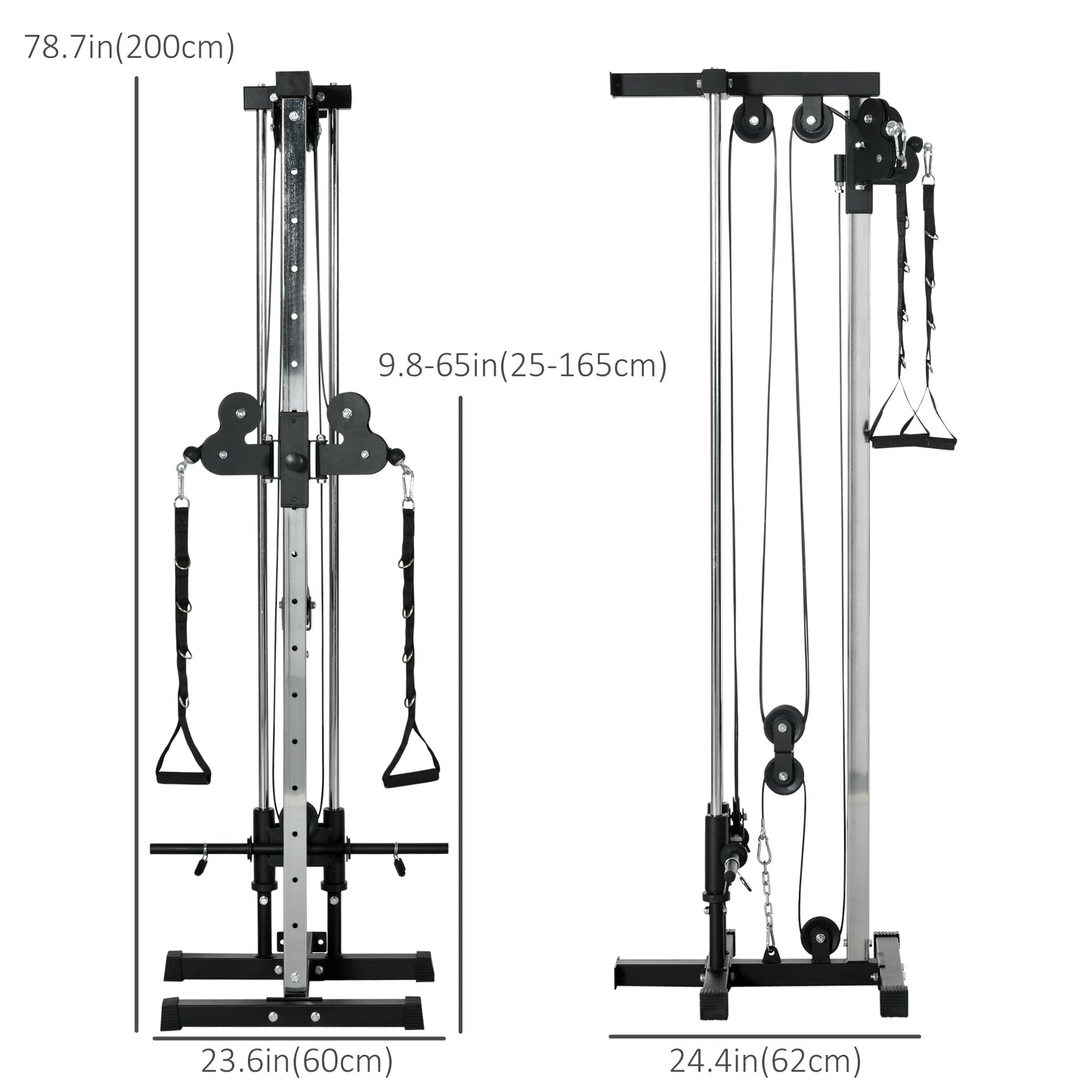 Wall Mount Cable Station, 15 Positions Adjustable Dual Pulley Machine Cable Crossover Machine for Home Gym