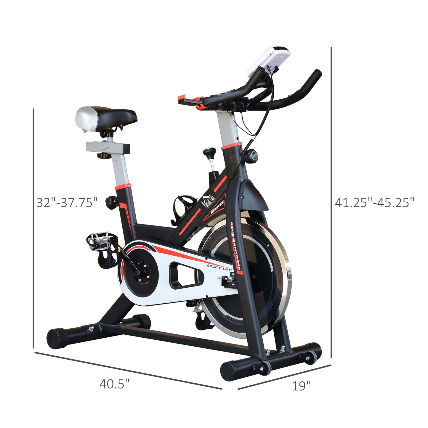 Soozier Upright Stationary Exercise Bike Indoor Cardio Workout Training Bicycle w/ Adjustable Resistance LCD Monitor Phone Holder, Black