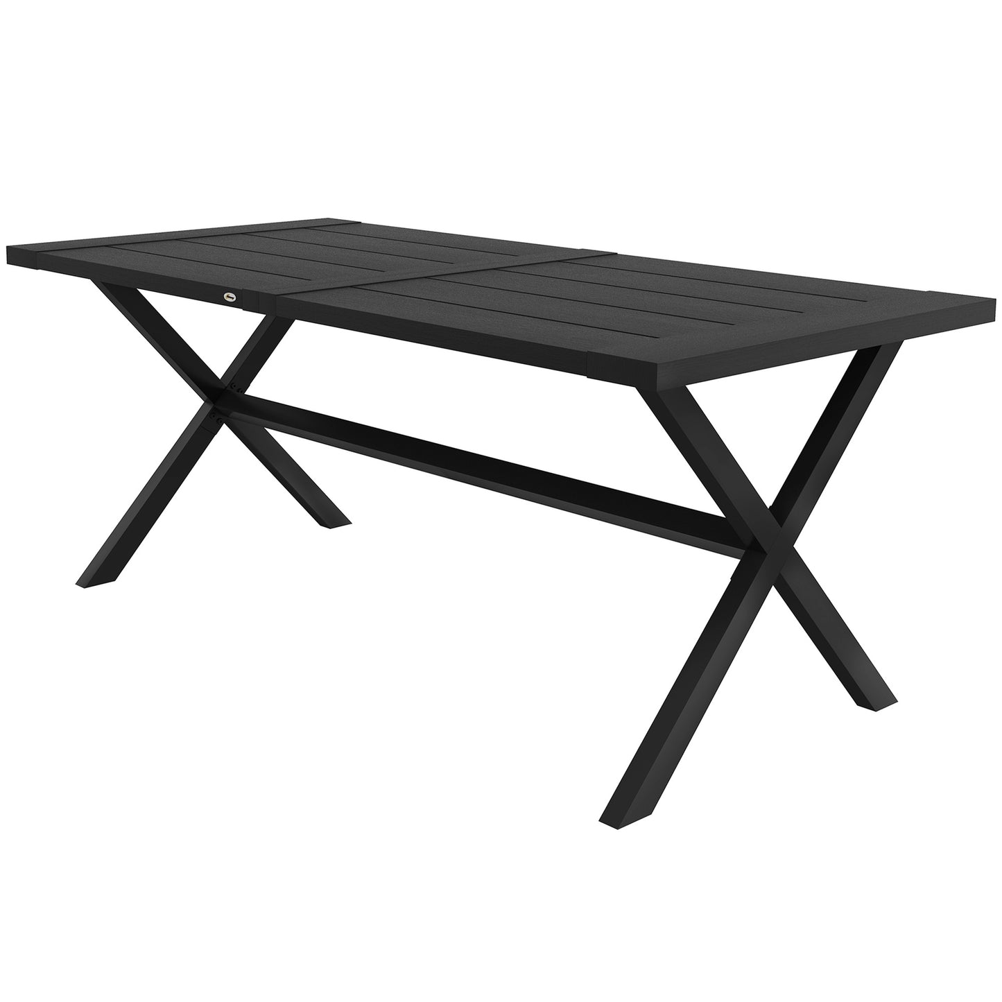 71" Outdoor Dining Table with X Shape Legs, Aluminium Frame Rectangular Darden Table for 4, for Backyard, Black