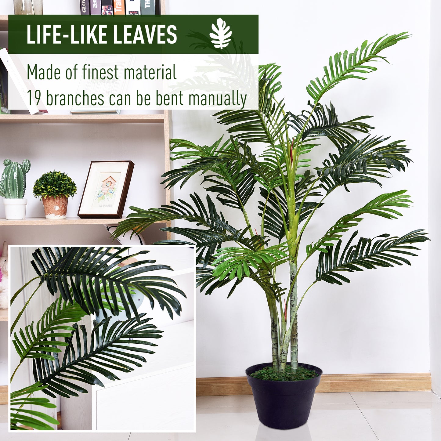 59" Artificial Palm Tree Indoor Decor Tropical Green Plant Home Office