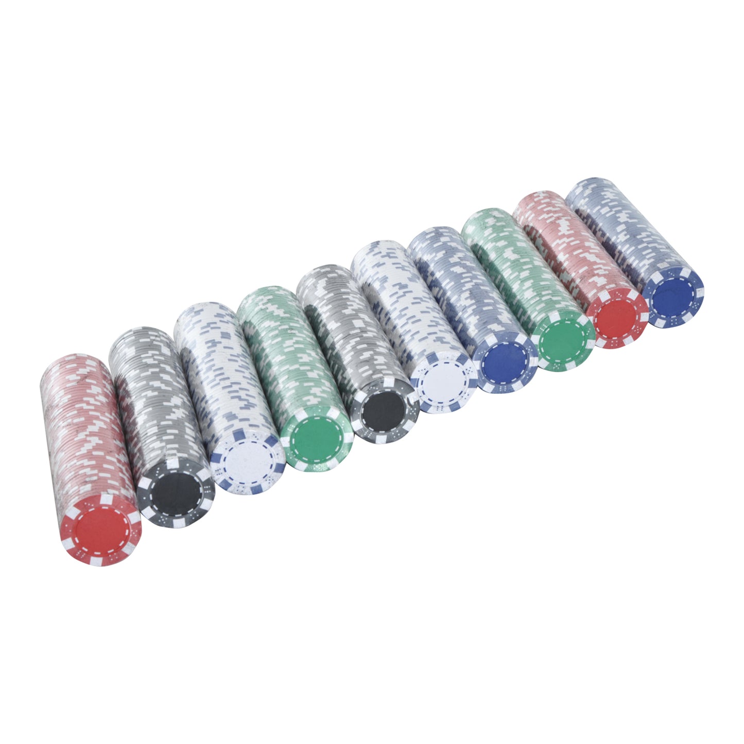 High Quality 11.5 gram Poker Chips Set with Silver Aluminum Case, 500 Striped Dice 2 Decks of Cards