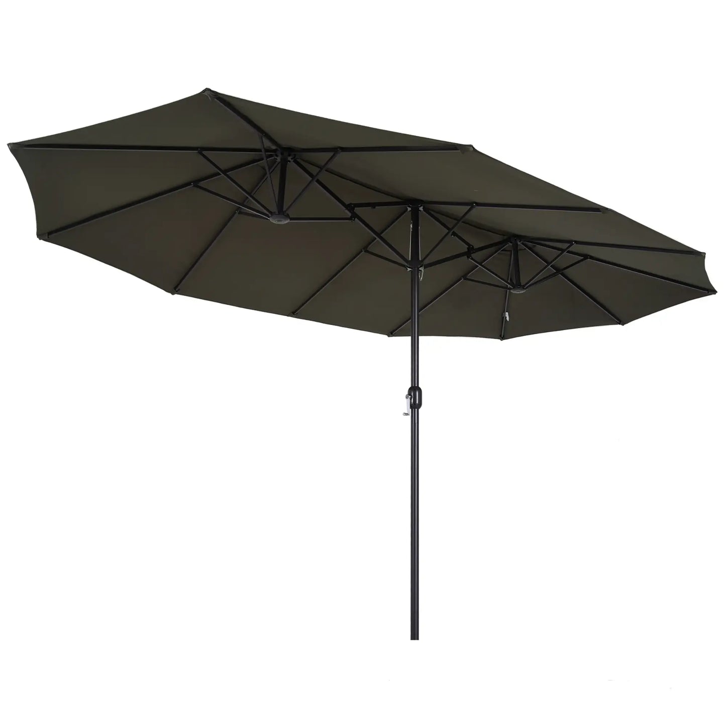 15' Double-Sided Patio Umbrella Parasol Sun Shelter Canopy Shade Grey