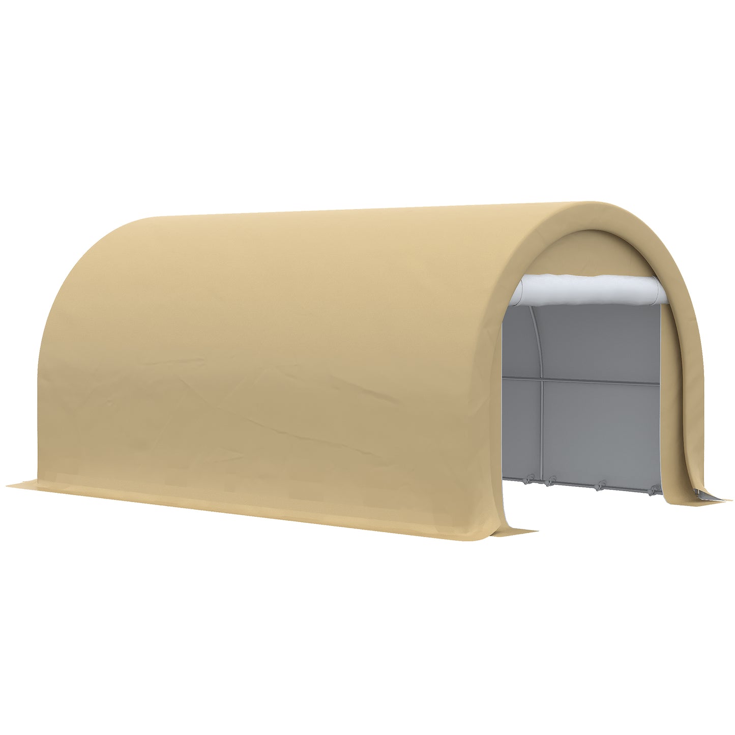 10' x 16' Heavy Duty Portable Carport Tent with Zippered Door, PE Cover for Car, Truck, Boat, Motorcycle, Bike, Beige