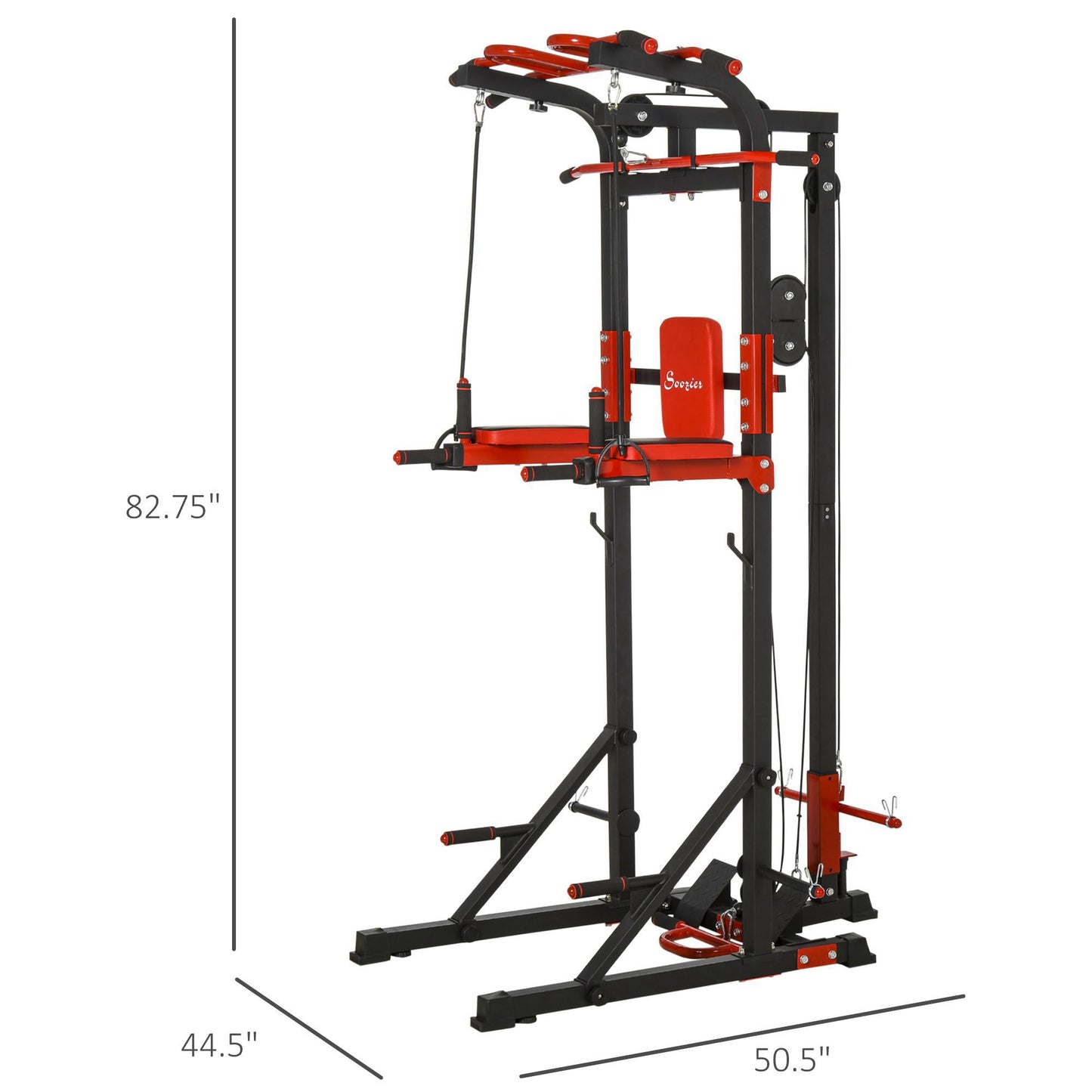 Power Tower, Pull Up Station with Dip Bar, Lat Pulldown Machine and Push-up Stand, Multi-Function Free Standing Pullup Bar for Home Gym