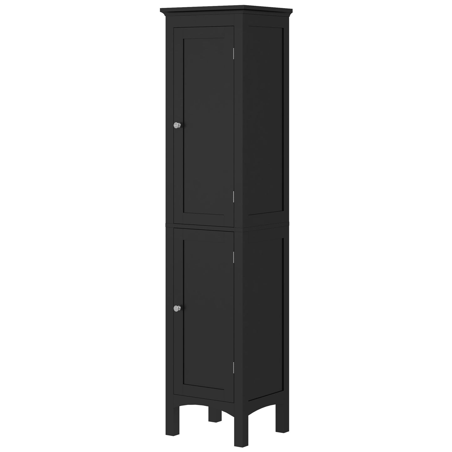 Tall Bathroom Cabinet, Freestanding Storage Organizer with Adjustable Shelves and Cupboards, 15" x 13" x 63", Black