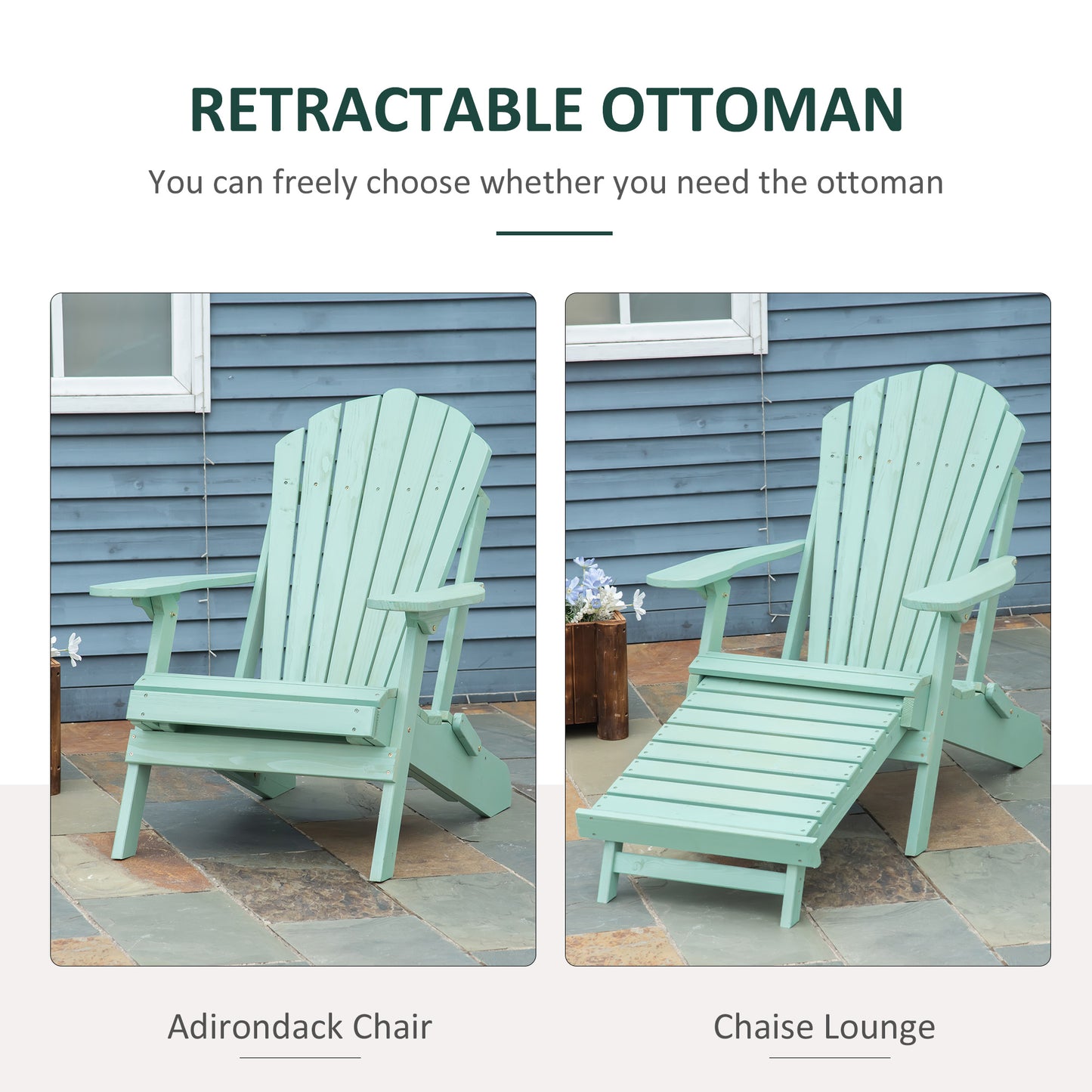 Foldable Adirondack Chair with Ottoman