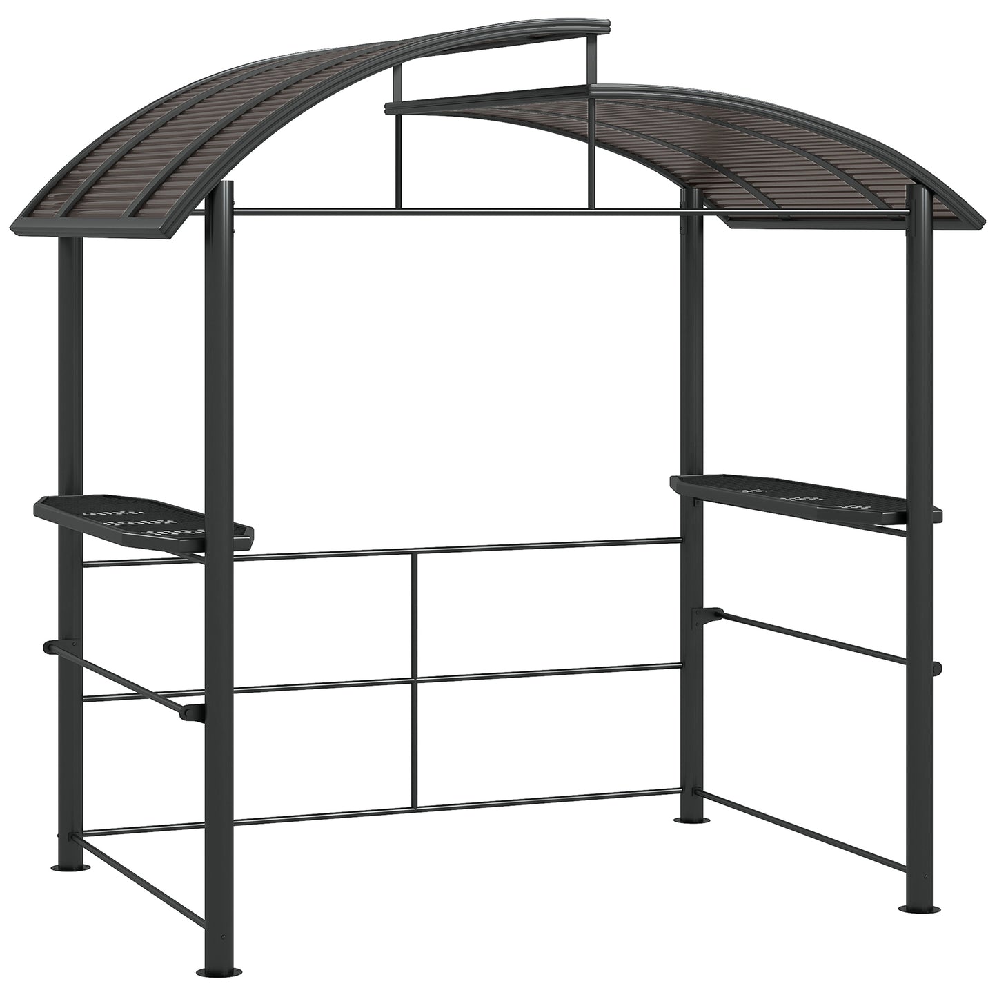 8' x 5' Grill Gazebo with Vented PC Roof, Side Shleves, Dark Grey