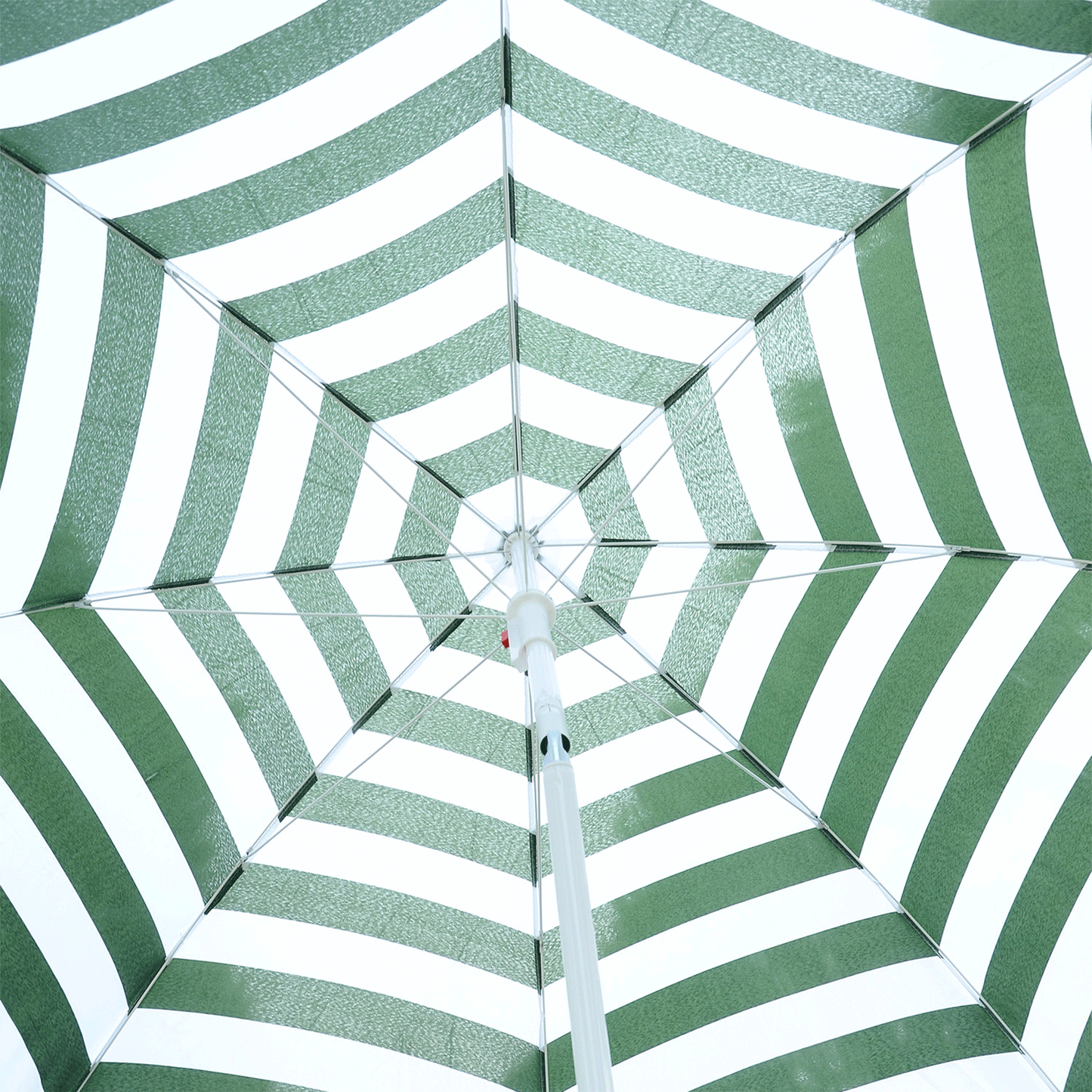 6ft Round Beach Umbrella Outdoor UV Protection Sun Shaded Canopy w/ Push Button Tilt Striped Green