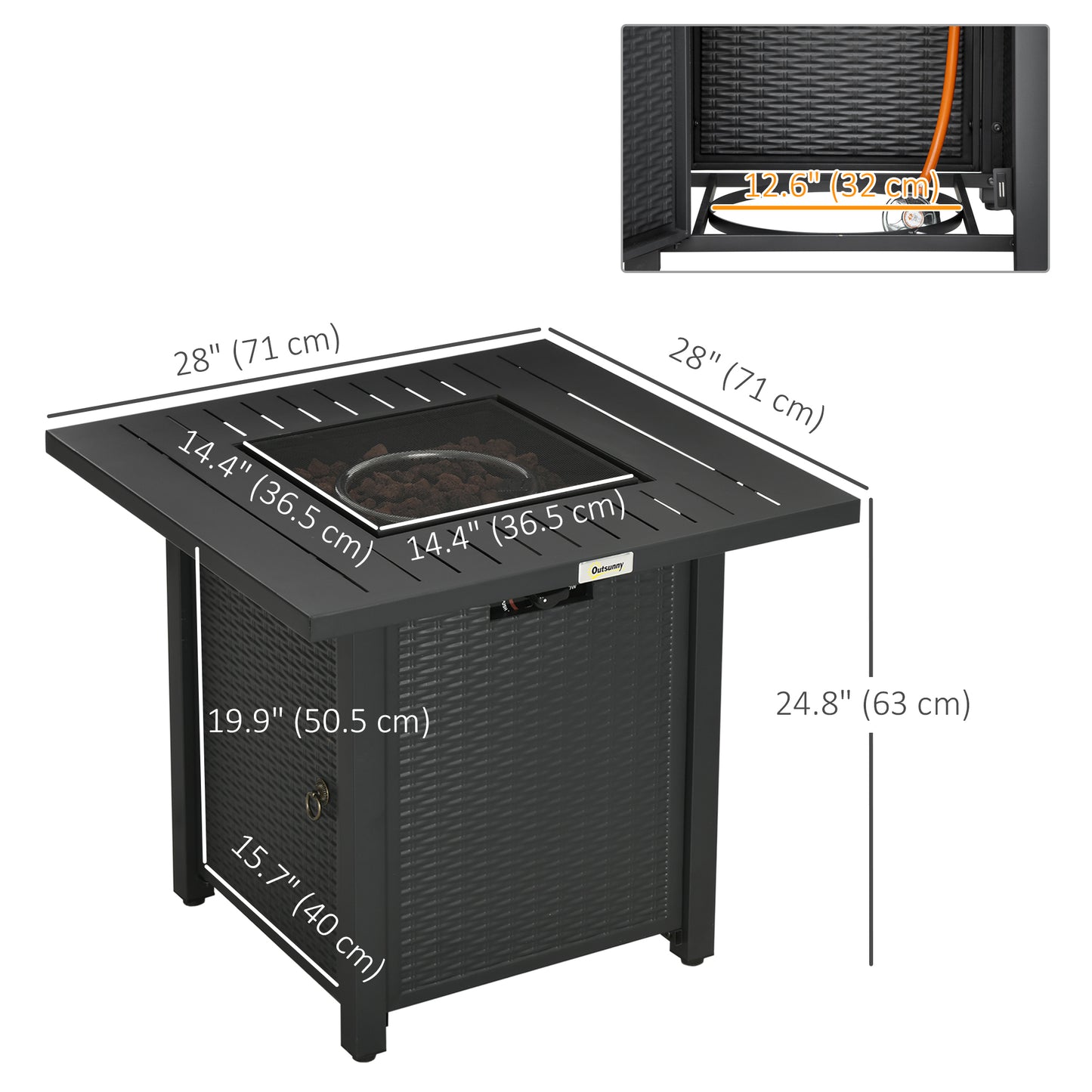 Propane Fire Pit Table Smokeless Gas Firepit with 40,000 BTU Burner Thermocouple, Lava Rocks, Cover, Spark Guard