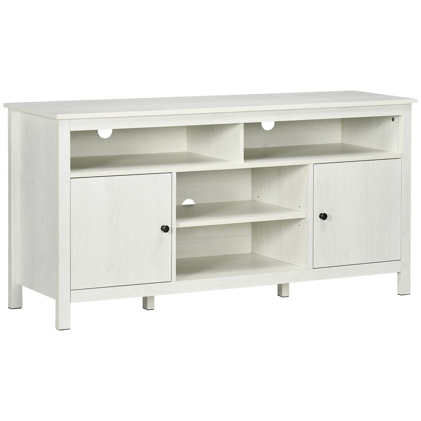 TV Stand for TVs up to 55", TV Unit with Storage Cupboard and Shelves, 55.1" x 15.7" x 27", White