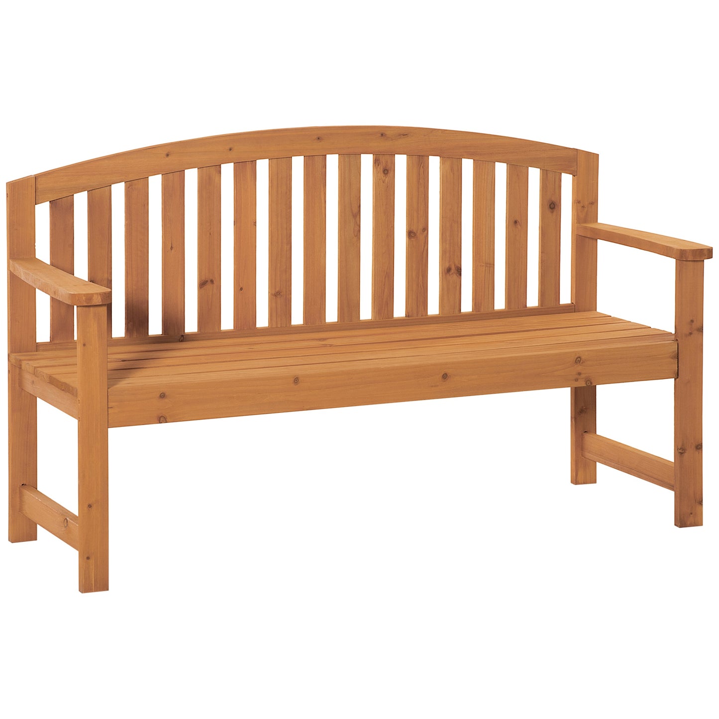 Outsunny 4.6Ft Garden Bench, 3 Seater Outdoor Patio Seat with Slatted Design for Park, Yard, Indoor, Orange