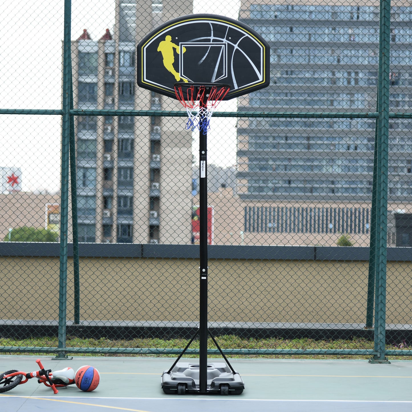 6.5'-10' Adjustable Portable Basketball Hoop System Stand Outdoor for Kids Youth Adult