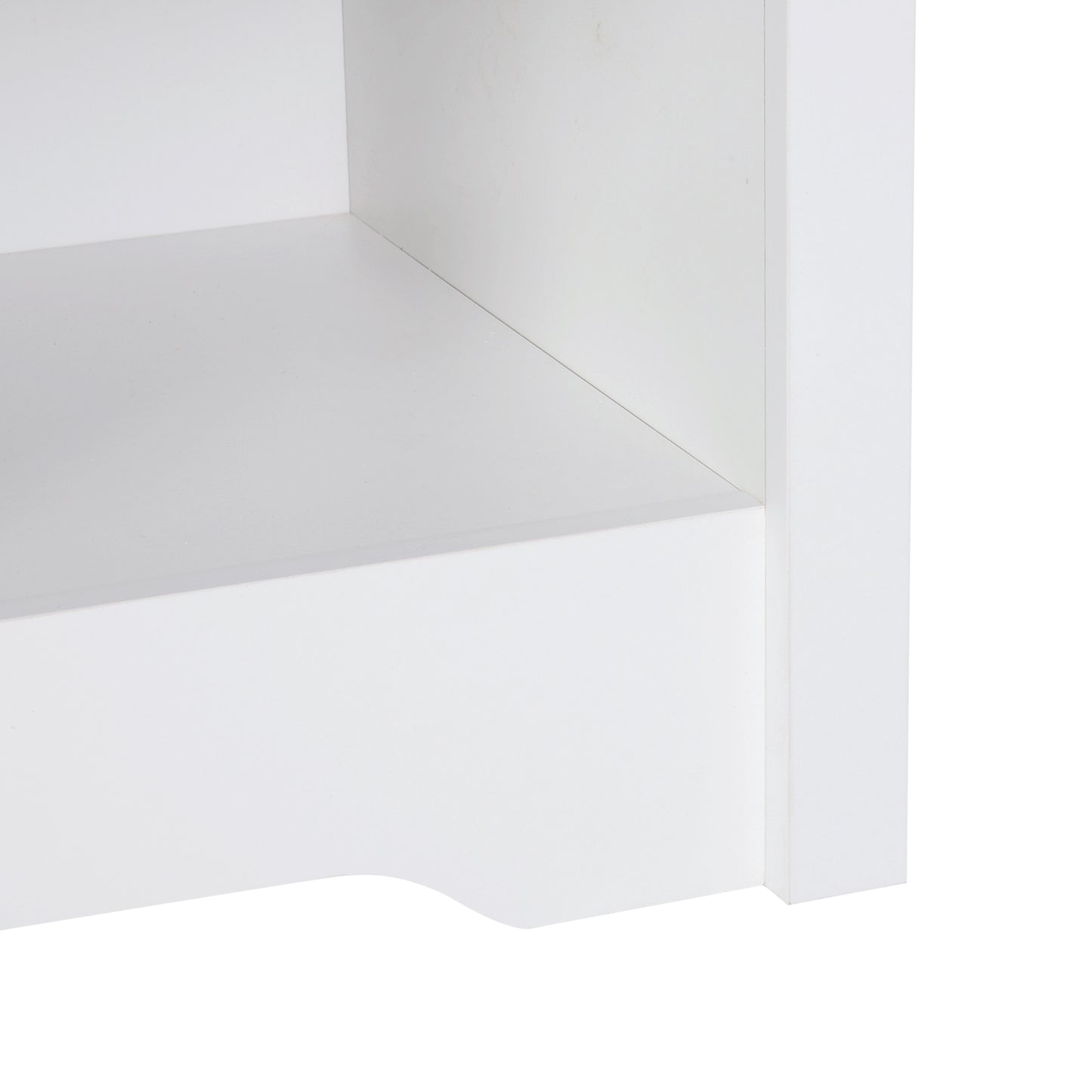 Bedside Table Set of 2, Night Stand with Drawer, Open Shelf and Metal Rail for Bedroom, Living Room, White