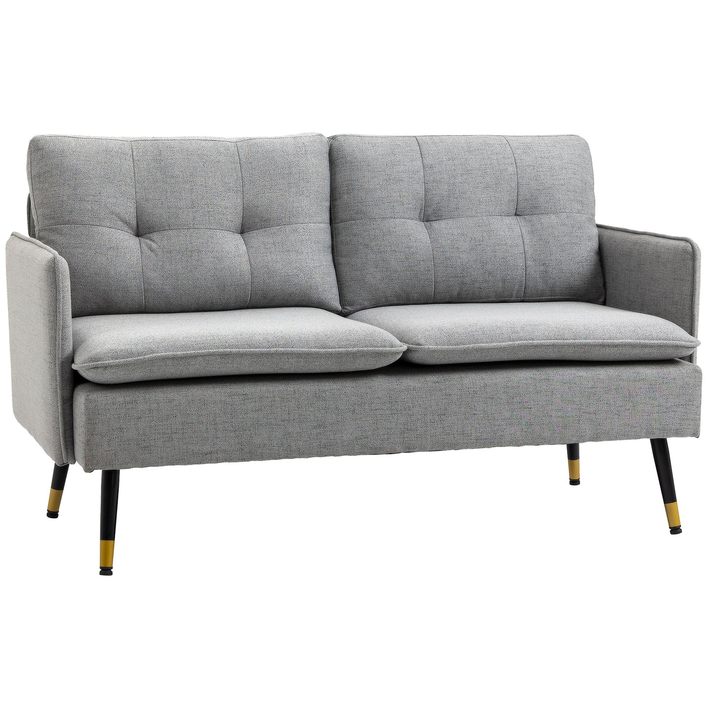 55" Loveseat Sofa with Button Tufting, Upholstered Small Couch for Small Space, Grey