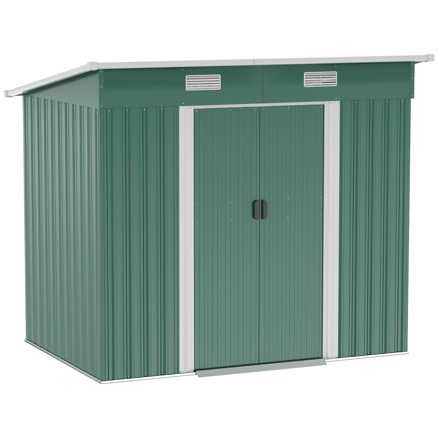 7'x 4' Metal Patio Storage Shed Garden Lockable Shed Tool Utility Storage Unit, Green