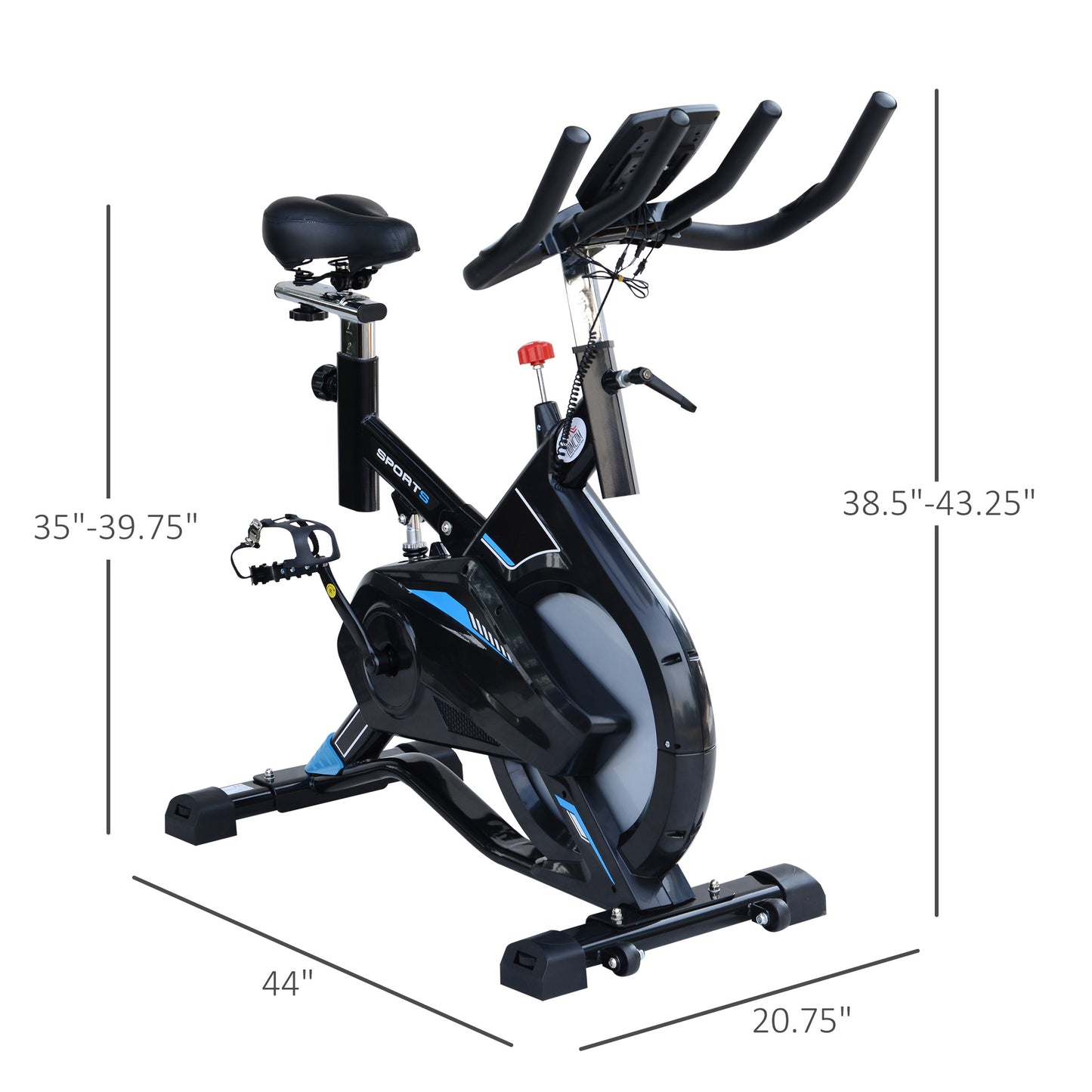 Stationary Exercise Bike Indoor Cardio Workout Cycling Bicycle w/ Heart Pulse Sensor & LCD Monitor 28.6lb Flywheel Adjustable Resistance