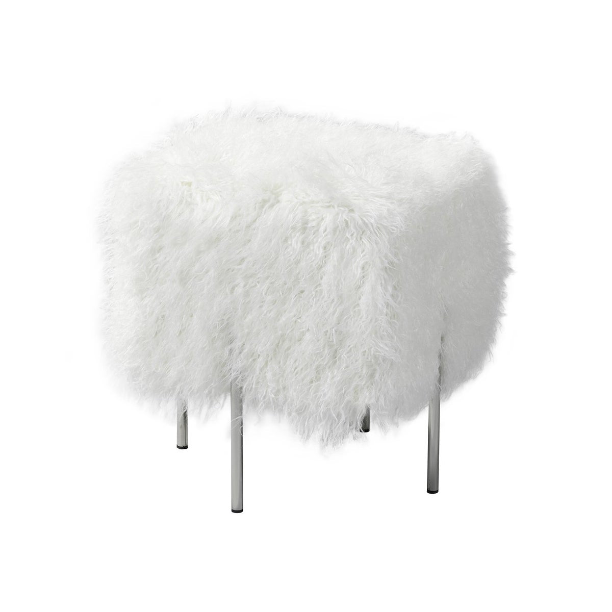 White Faux Fox Fur Ottoman