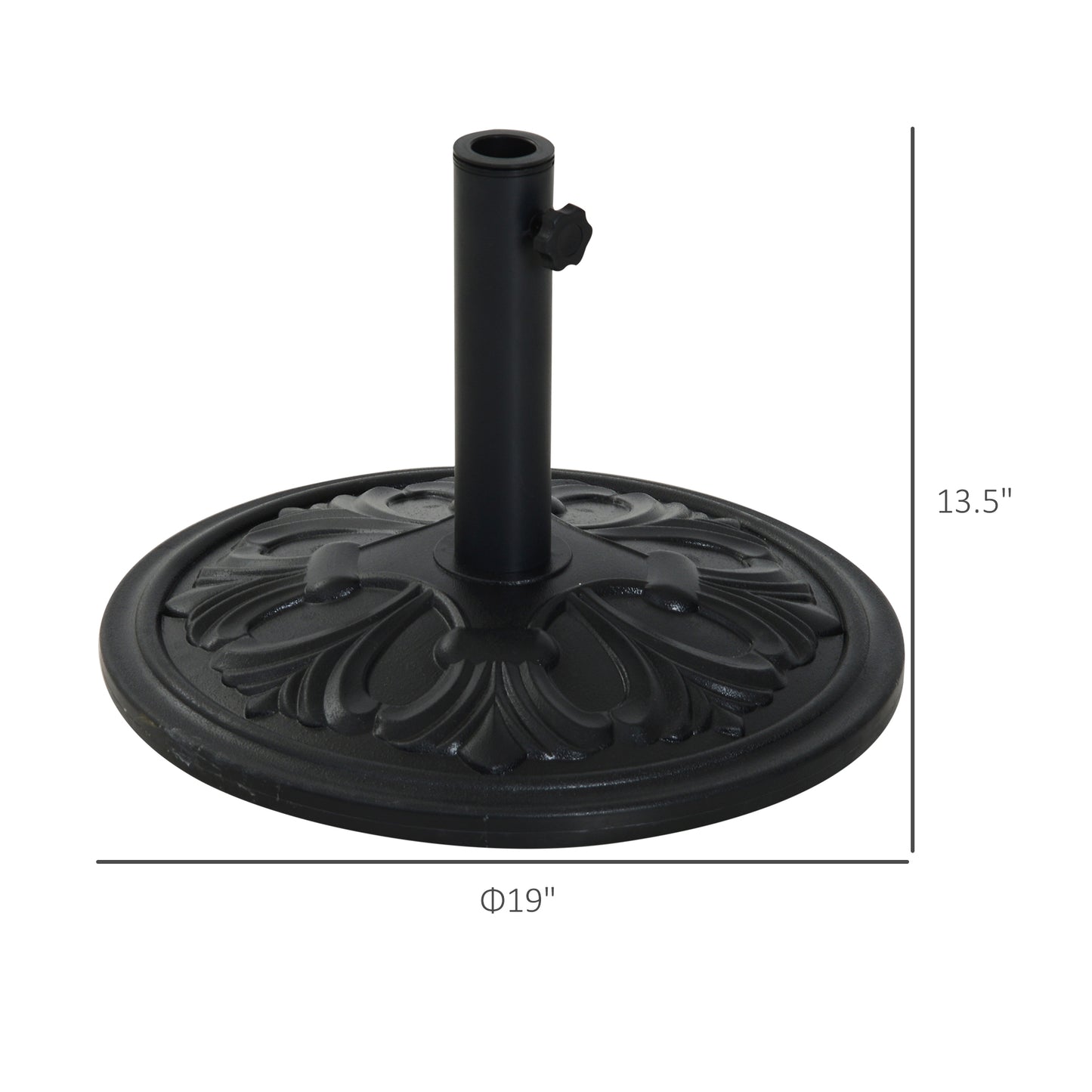 Outsunny 19" Round Parasol Base Heavy Duty Parasol Holder Garden Furniture