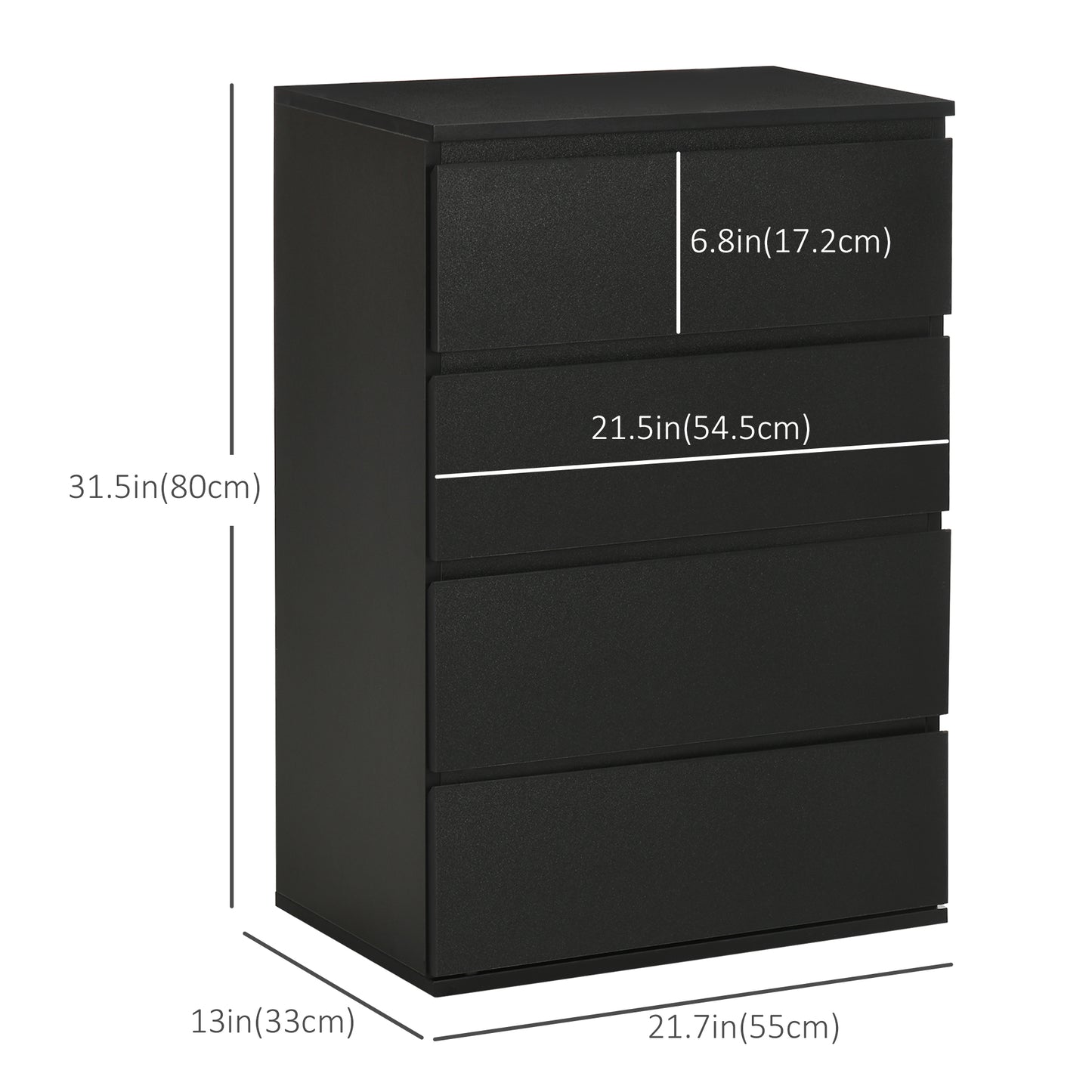 Chest of Drawer, 4 Drawers Storage Cabinet Freestanding Tower Unit for Bedroom Living Room, Black