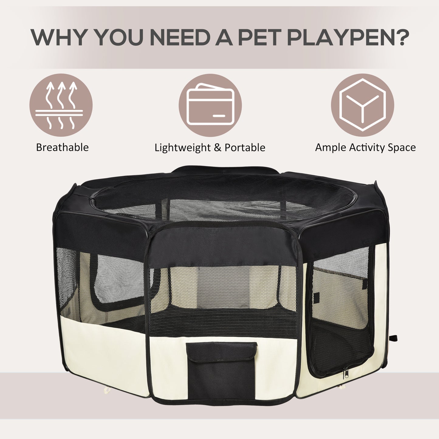 49.2-inch Soft Pet Playpen Folding Dog Pen Outdoor with Bag

Included