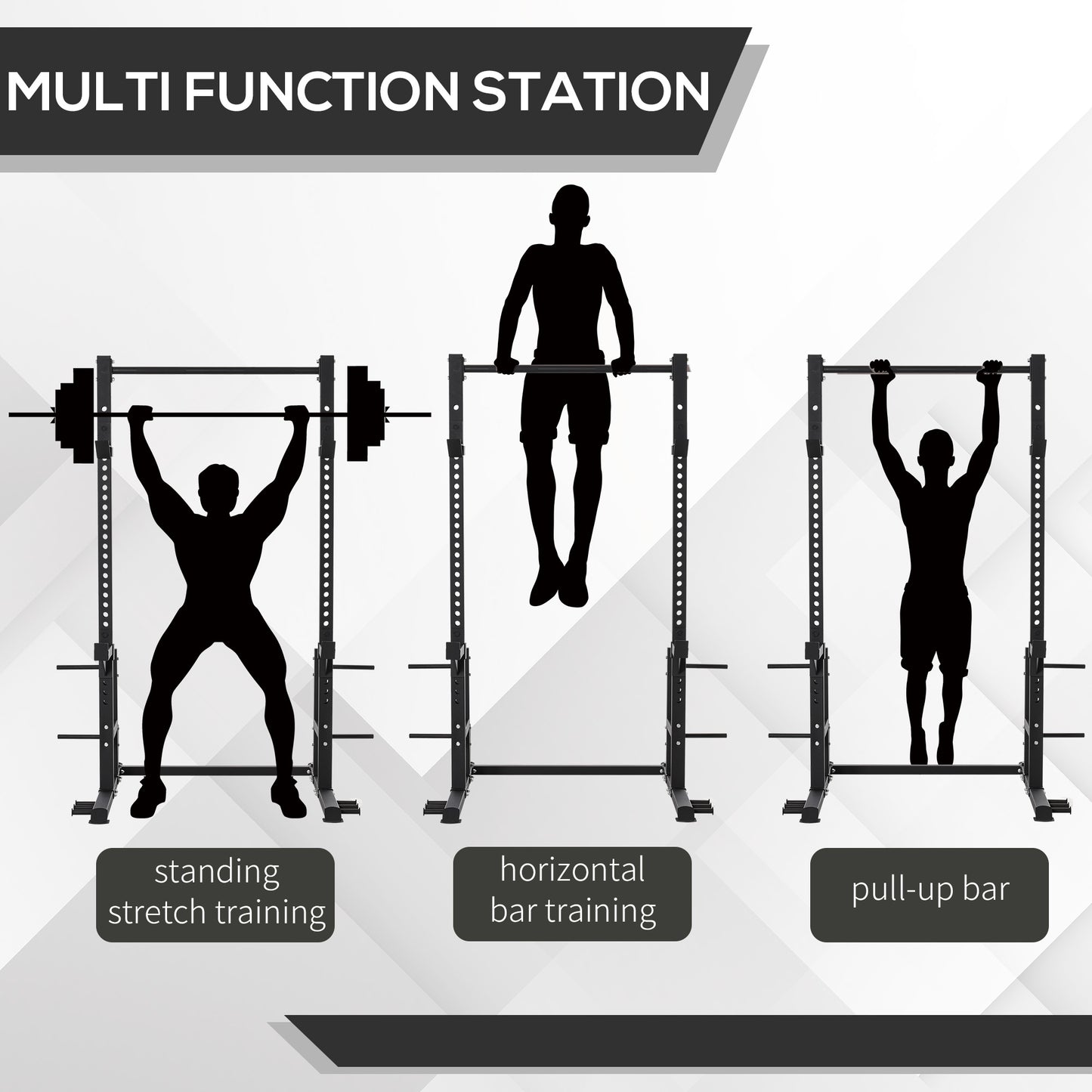 Heavy Duty Multi-Function Power Tower Exercise Workout Station Strength Training w/ Stand Rod for Home Gym