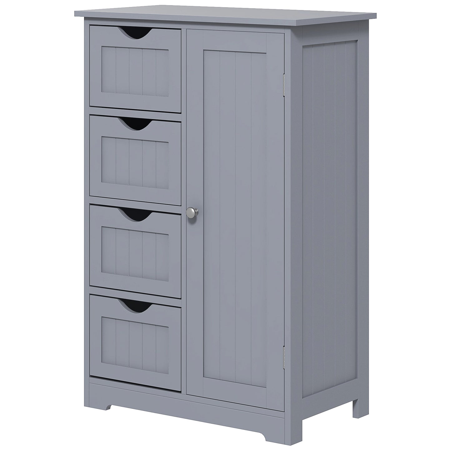 Bathroom Storage Cabinet with Adjustable Shelf and 4 Drawers, in Grey