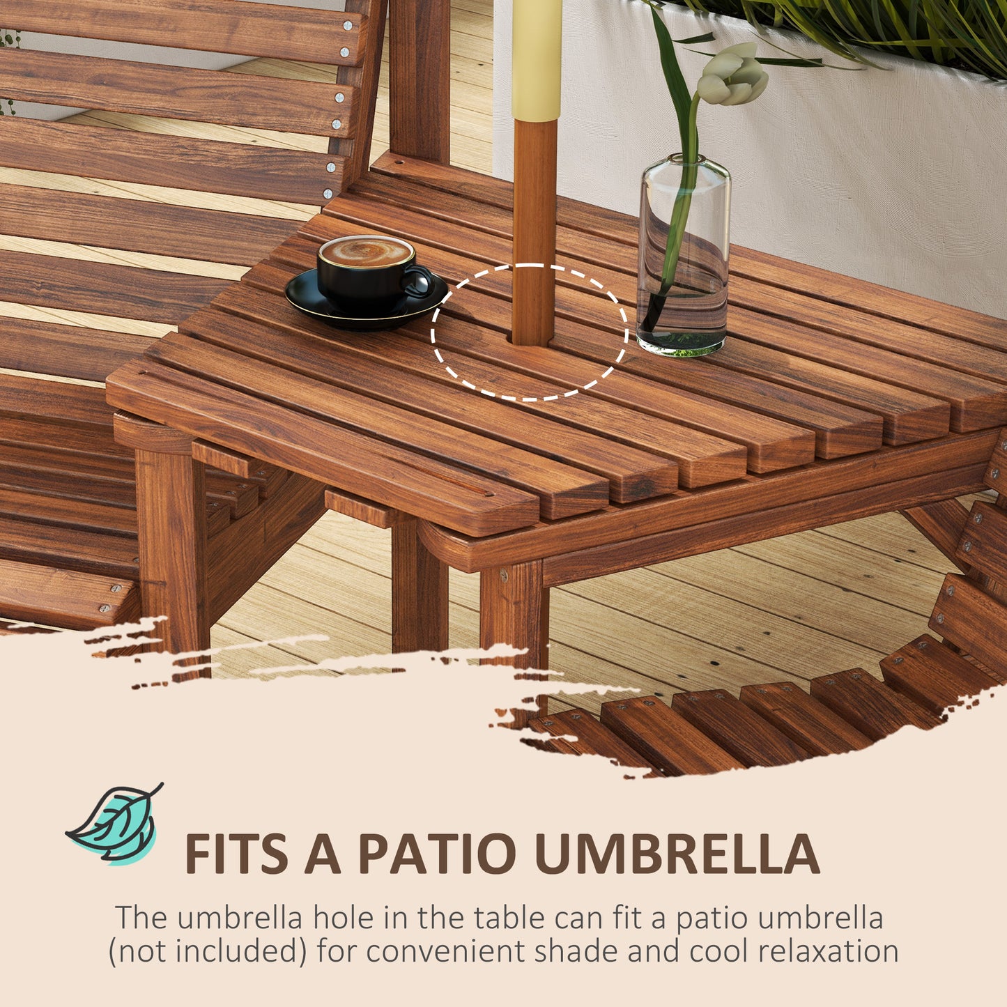 3Pcs Outdoor Bench Set for Backyard, Balcony, Tan Brown