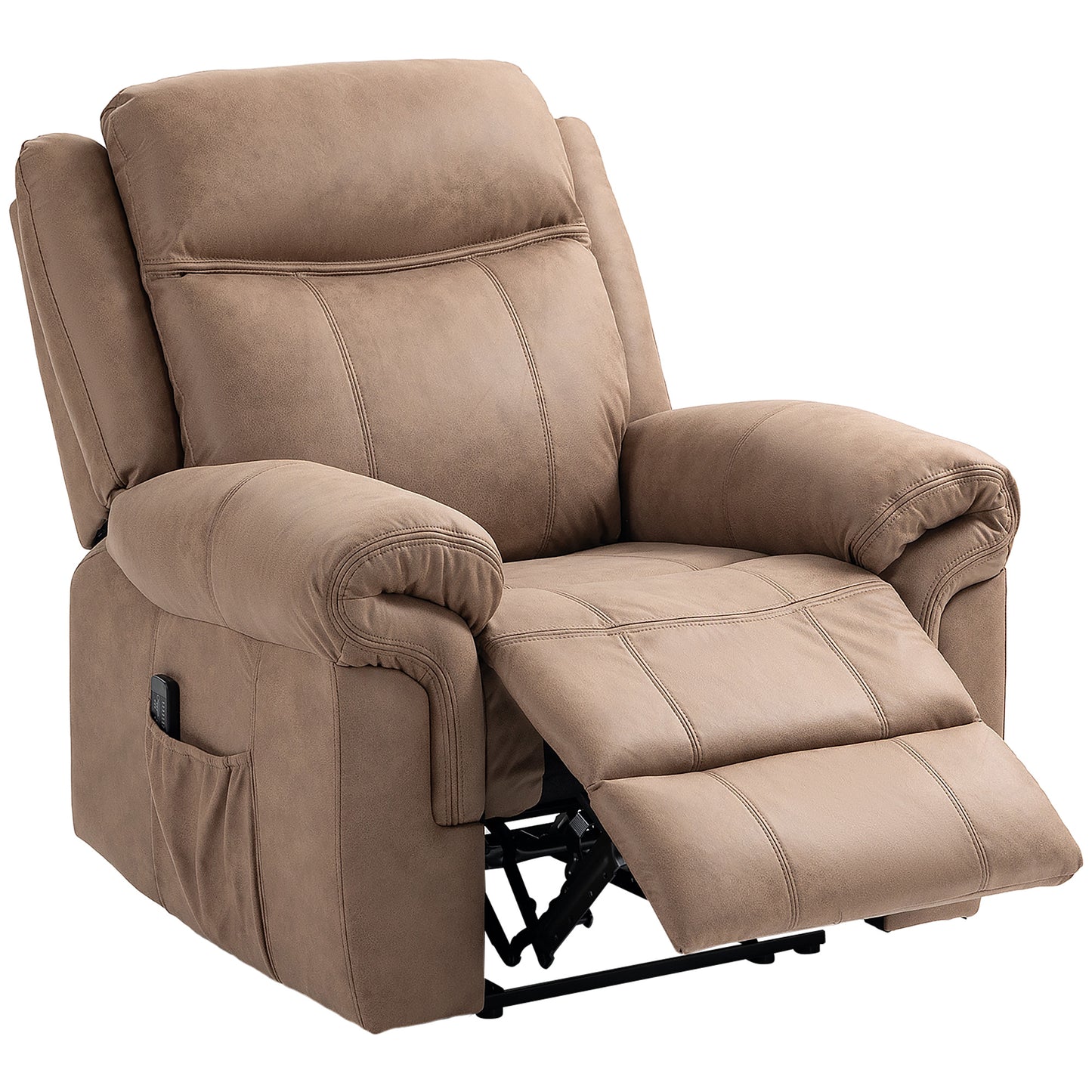 Manual Recliner Chair with Vibration Massage, Side Pockets, Microfibre Reclining Chair for Any Room, in Brown