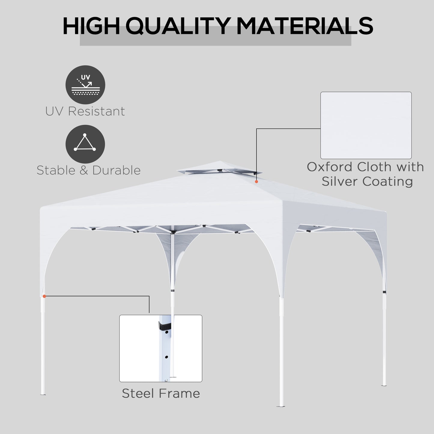 Outsunny 10'x10' Pop Up Canopy, Easy Set Up Party Tent with 2 Tier Vented Roof and Carrying Bag for Outdoor, Garden, Camping, White