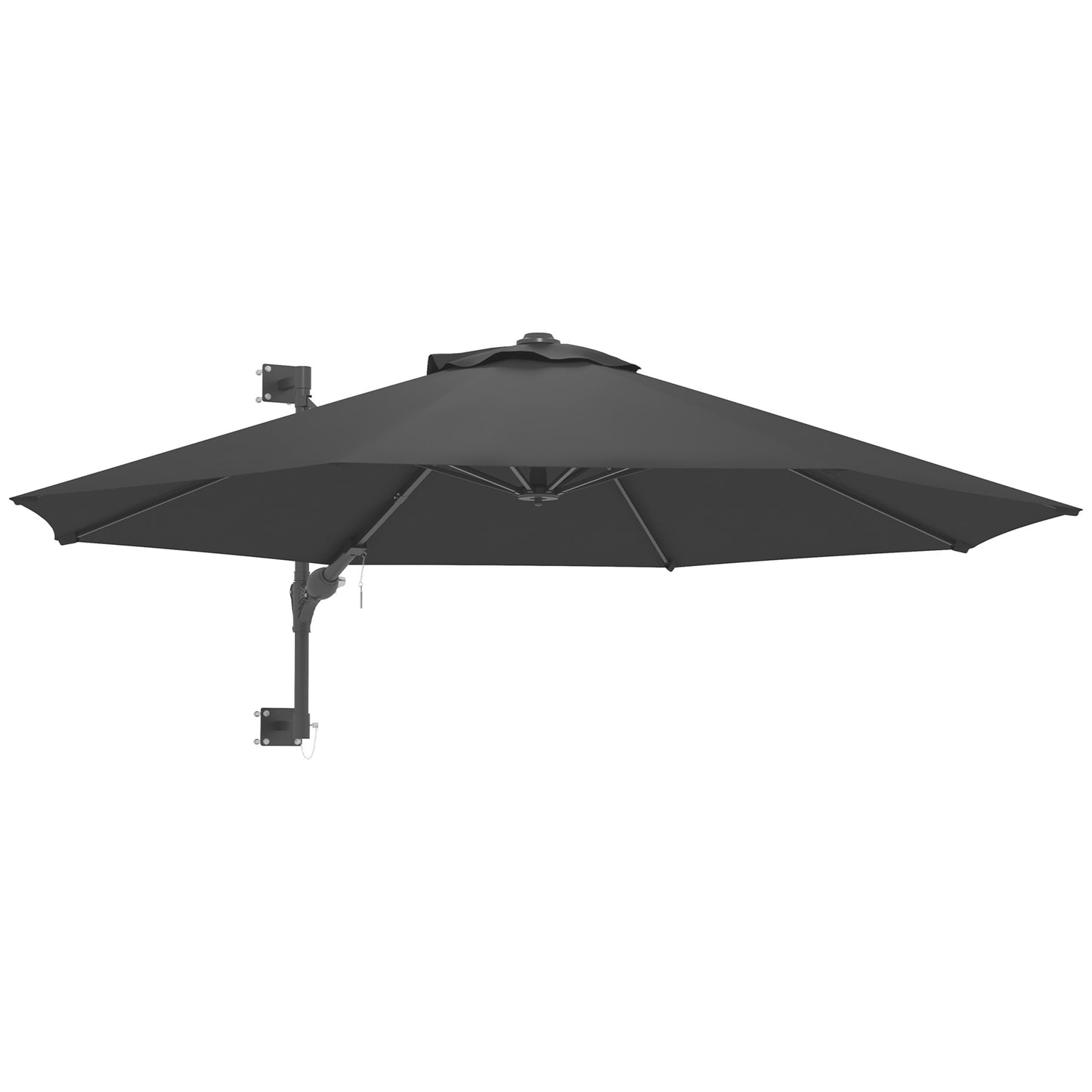 9.6 x 9.6 ft Wall Mounted Umbrella with Rotate, Patio Market Umbrella Parasol for Outdoor with Crank, Charcoal Grey