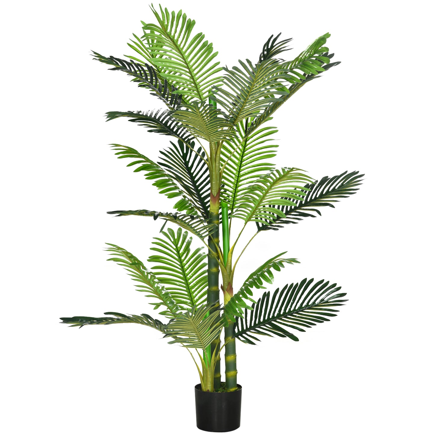 Artificial Tree Areca Palm Tree Fake Plants in Pot with 21 Leaves for Indoor Outdoor Decor, 8"x8"x60", Green