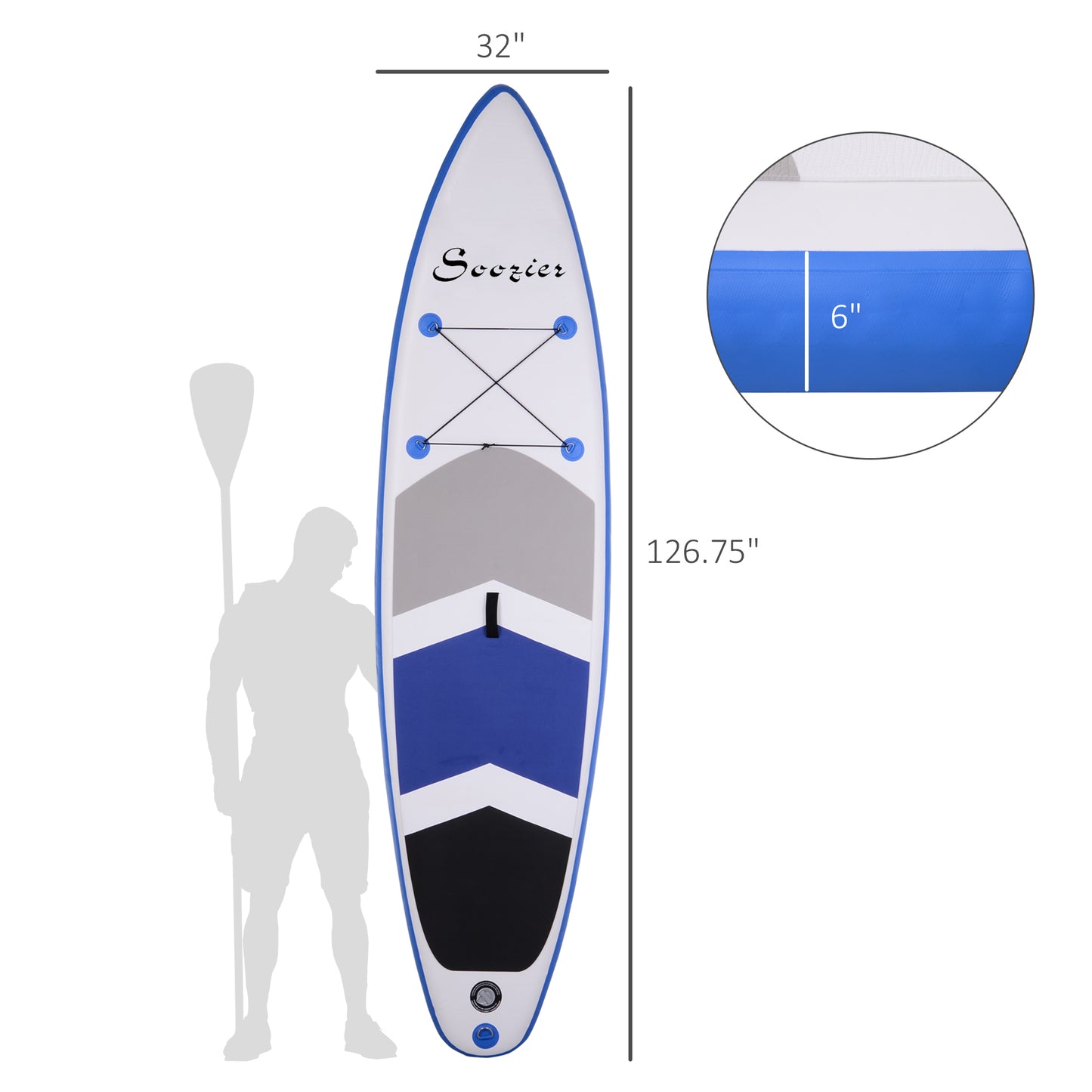 Inflatable Paddle Board, 127"×32"×6" Stand Up Paddle Board Lightweight & Foldable w/ ISUP Accessories & Carry Bag, Aluminum Paddle, Fix Accessories Set, Air Pump, Leash