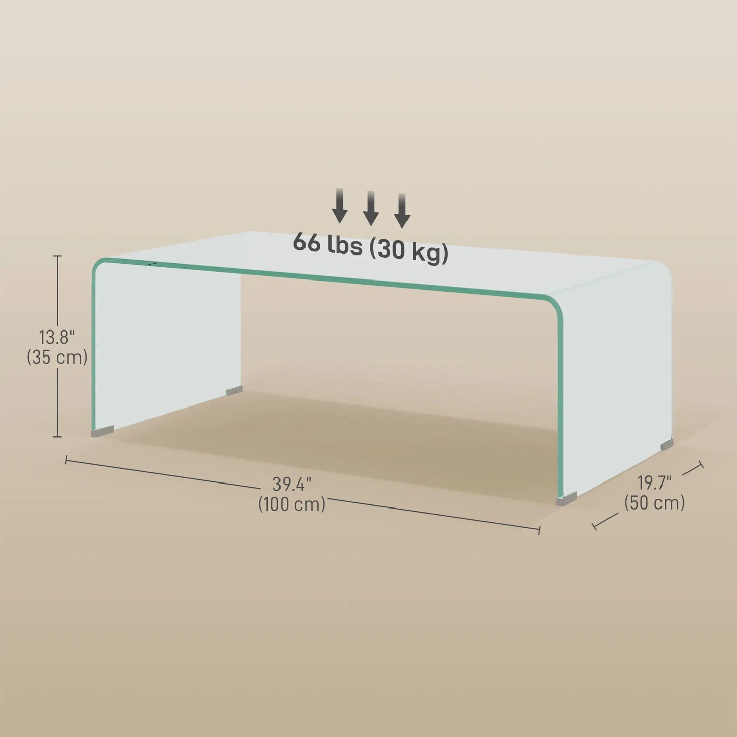 Clear Glass Coffee Table with Safe Rounded Edges