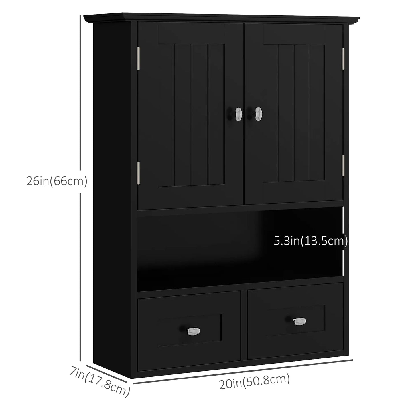 Medicine Cabinet, Bathroom with Shelf and Drawers in Black