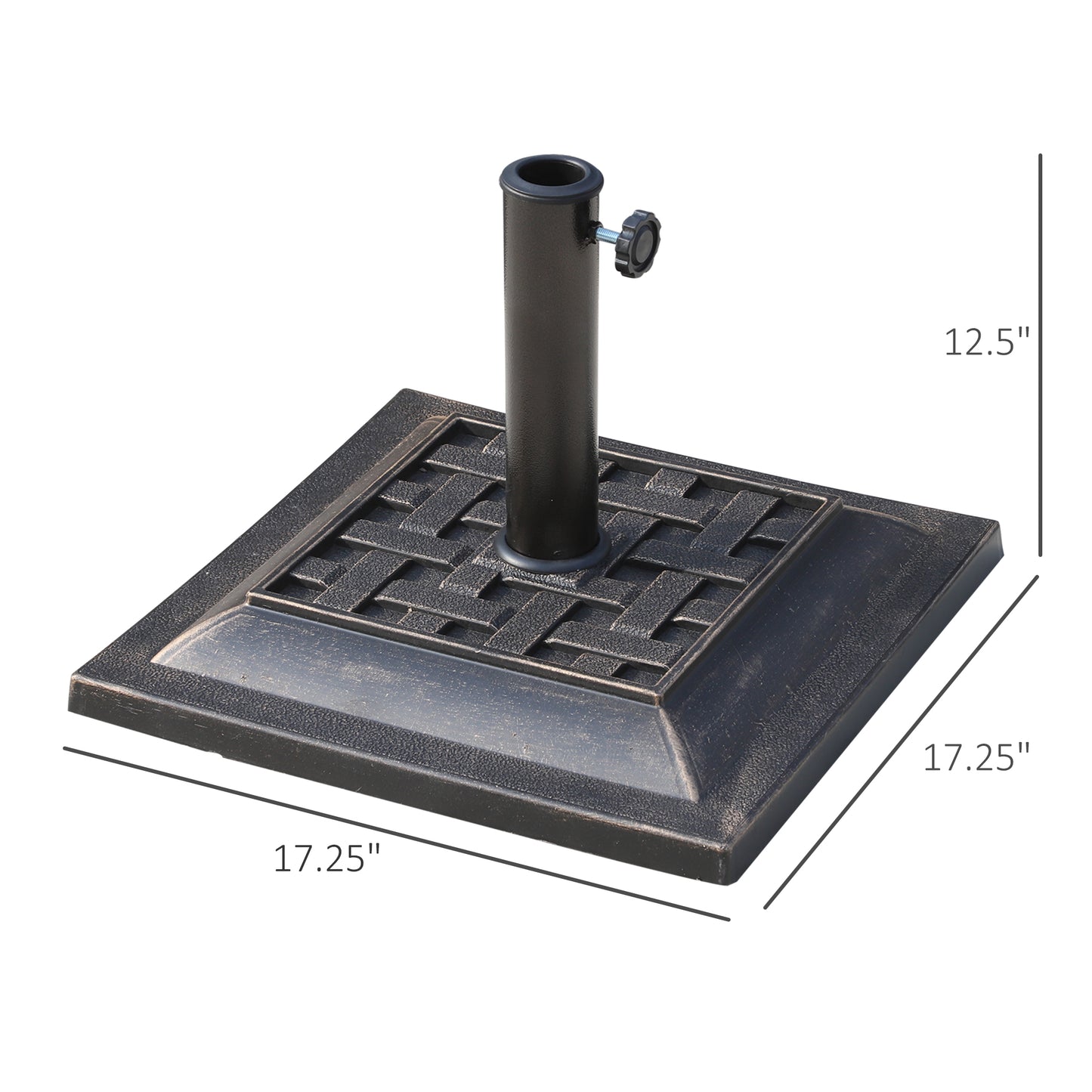 Outsunny Resin Square Patio Umbrella Stand Base Coated Pole Market Umbrella parasol Holder Bronze