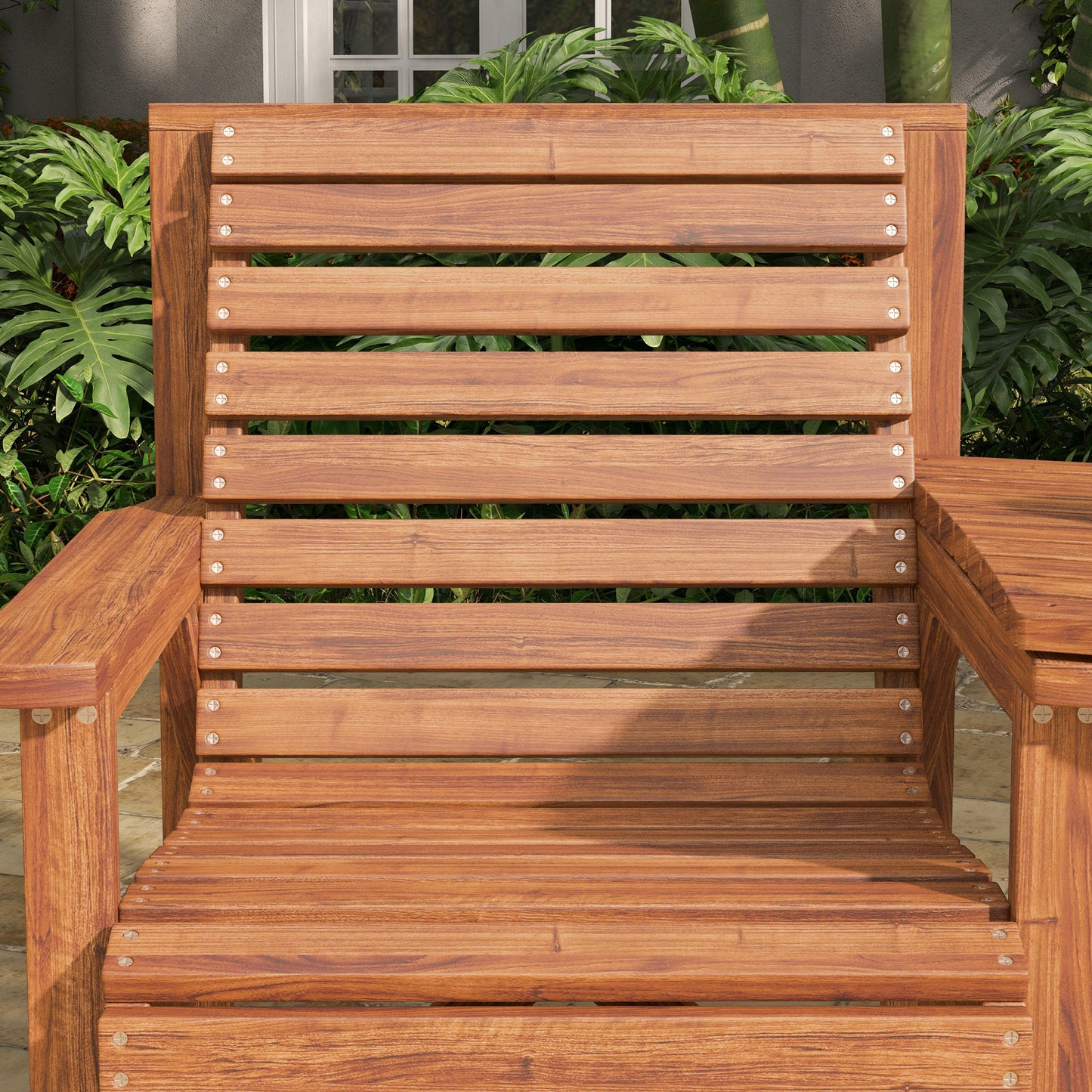 3Pcs Outdoor Bench Set for Backyard, Balcony, Tan Brown