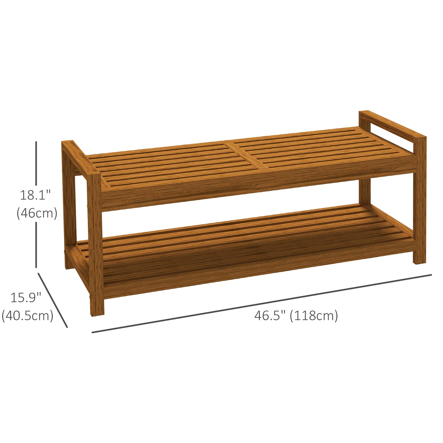 Slatted Bench for Indoor or Outdoor, Garden, Poolside, Deck, in Teak